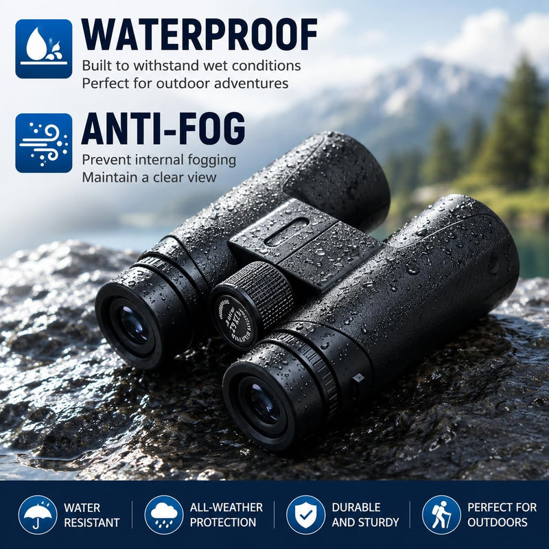 10x42 Binoculars for Adults and Teens 14+, HD, BAK4 Prism and FMC Lens, Easy Focus, Compact, for Bird Watching, Travel, Concerts, Sports, with Carrying Case