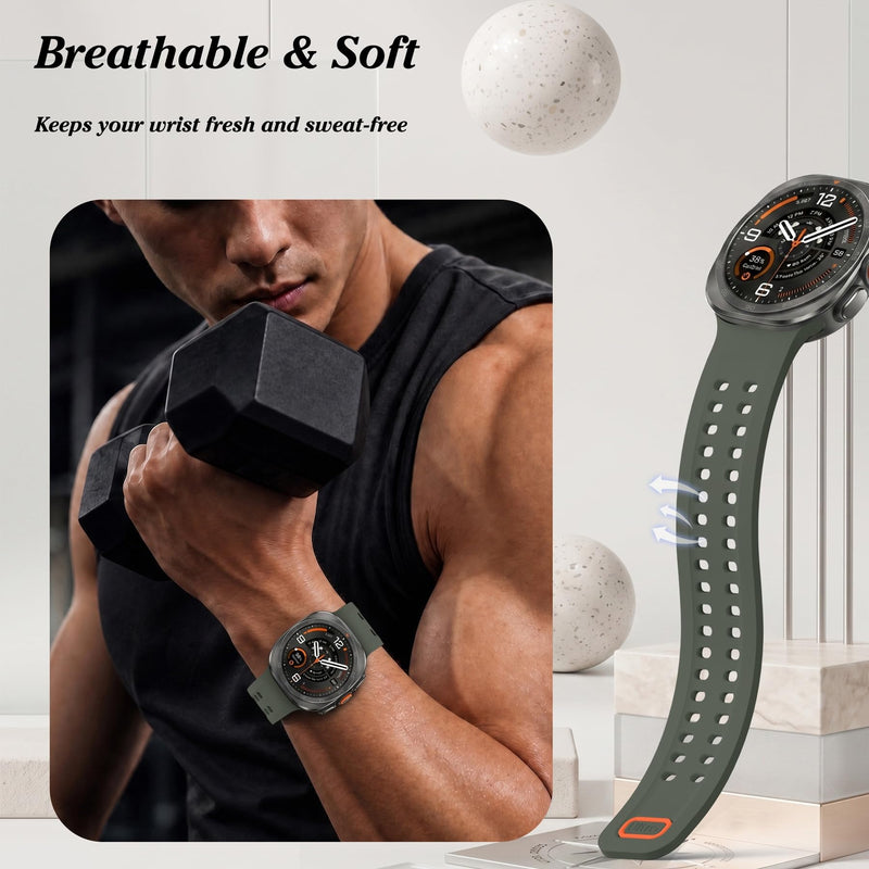 6 Pack Bands Compatible with Samsung Galaxy Watch Ultra 2/1(2026/2025/2024) | Rugged Marine Wristband Breathable Silicone Sport Bands Strap for Galaxy Watch Ultra 2/1 (2026/2025/2024)Band 6PACKA