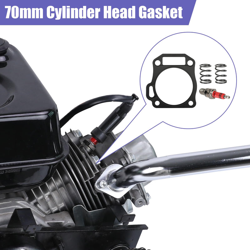 High Compression Cylinder Head Gasket .010 70mm Kit Replacement for Predator 212cc 224cc 196cc GX200 GX160 Gas Engine Mini Bike Go Kart Powersports Parts with 26lb Valve Springs 5Pcs