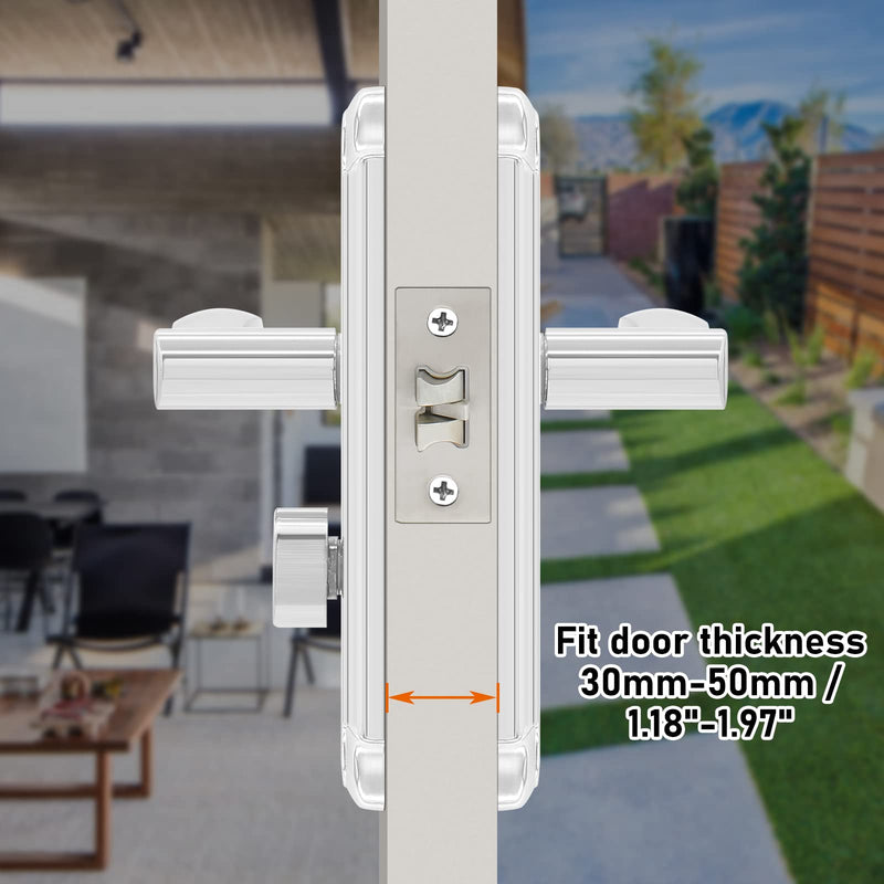 Front Door Lock Set Single Cylinder Handle and Deadbolt Lock Set with Door Lever, 6.5" Screw Hole Distance, Silver 165mm/6.5" Hole Distance, Single Cylinder