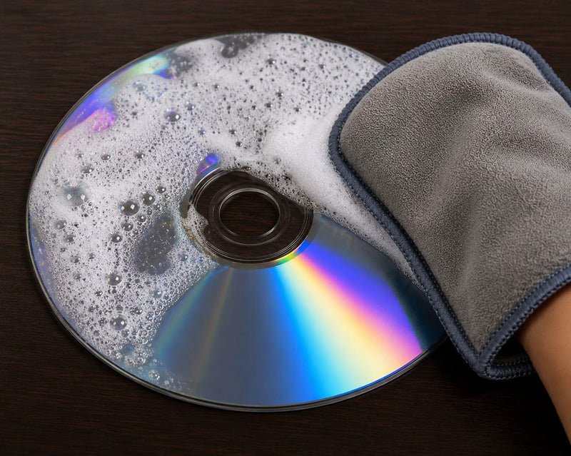 Cleaning Solution Spray Foam for Blu Ray Discs - Professional Optical Disc Cleaner for BluRay Discs, Safe Anti-Static Cleaning Fluid Set with Microfiber Cloth Glove