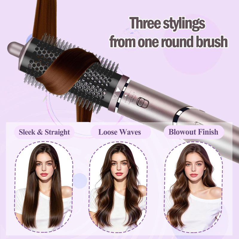 Round Volumizing Brush Attachment for Shark FlexFusion | For Shark Glam Accessories, for Fast Dry Smooth Styling Adds Volume Curls（1.72in Barrel, 2.4in with Bristles）