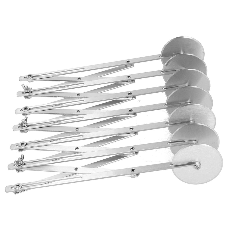 Mxzzand Pastry Cutter Pizza Wheel Dough Divider Adjustable Arm Rust‑Free High Hardness Stainless Steel Hotel Restaurant(Seven round pizza slice)