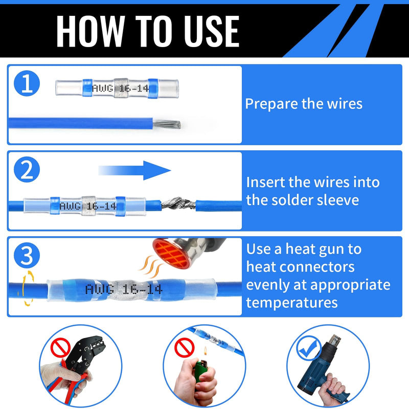 450PCS Solder Seal Wire Connectors, Self Soldering Heat Shrink Butt Connector Solder Sleeve Waterproof Insulated Electrical Butt Splice Wire Terminals for Marine Automotive Boat Truck 450PCS