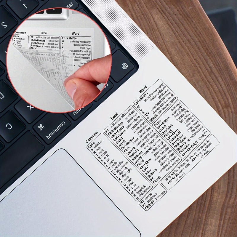 2PCS Keyboard Shortcut Sticker Set for Windows, Excel, Word & Computer, Transparent Waterproof Keyboard Shortcut Guide Overlay for Laptop PC & MacBook, Office Productivity Reference Stickers (2pcs) 2pcs