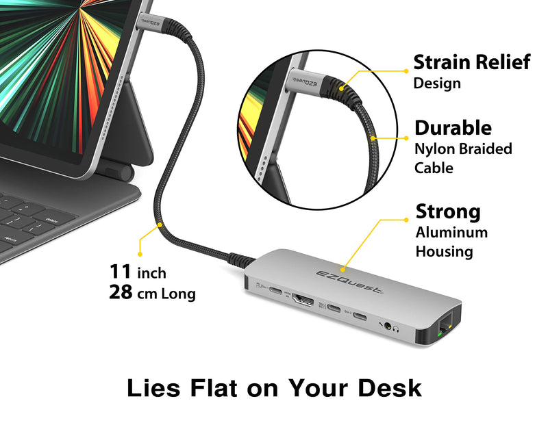 EZQuest USB-C Hub Docking Station 10 in 1 with 4K HDMI 60Hz, 1 GBS Ethernet, 2 USB C Gen 2 10Gbs, 1 PD 3.0, 2 USB-A 3.0, Audio Ports, SD/Micro SD, Compatible with USB Type C/Thunderbolt Computers 10 in 1 - Gen 2
