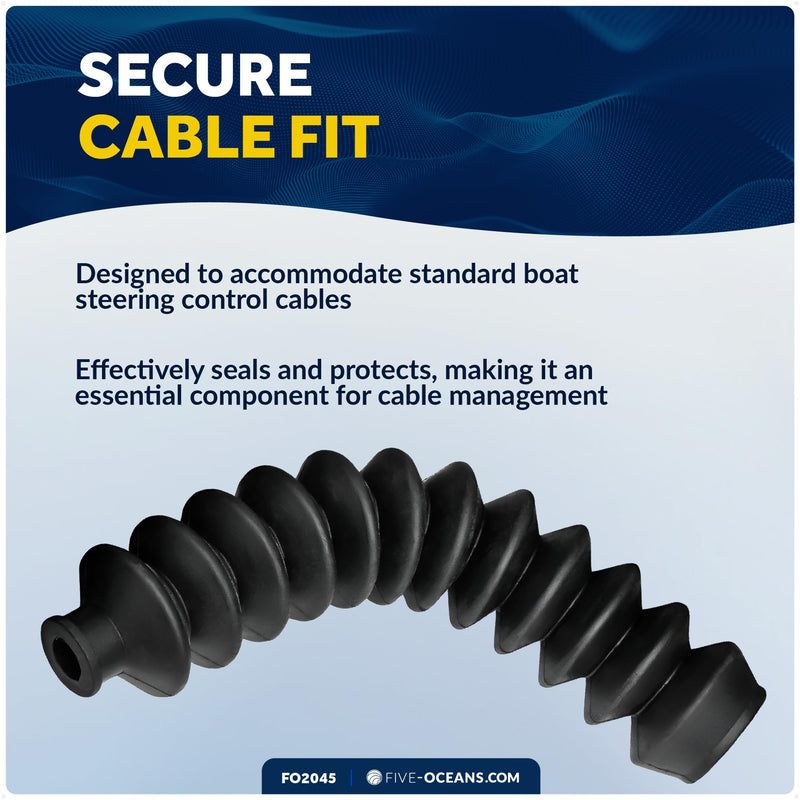 Five Oceans 8-inch Steering Cable Boot - Line Steering Cable Boot with 1-Inch Entrance End Opening and 3/8-Inch Exit End Opening - Molded Rubber - FO2045