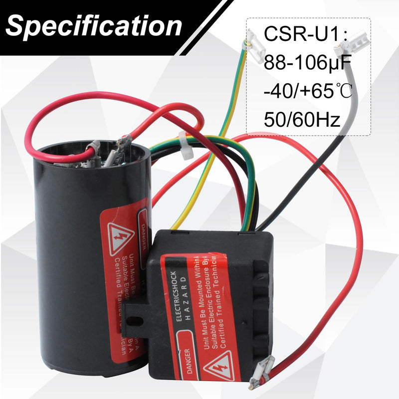 CSR-U1 Compatible with HVAC Hard Start Kit 1 to 3 Ton Units Hard Start Kit | Enhanced Compressor Start Assistance Hedday CSR-U1