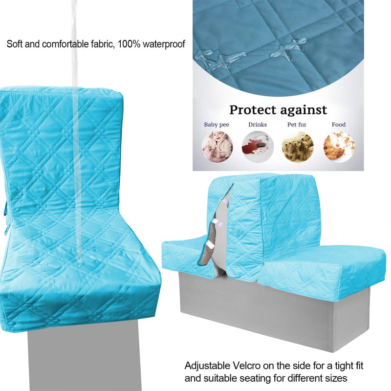 Back to Back Boat Seat Covers， Replacement Boat Lounge Seat Covers, Soft Microfiber Fabric, 100% Waterproof Boat Covers for Damaged Seats (Blue) Blue