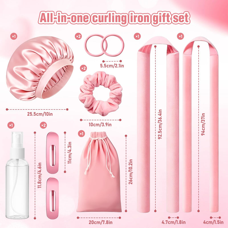 Overnight Hair Rollers, Pack of 11 Heatless Curls Band, Curlers Curls Without Heat with Non-Slip Hair, Curler Sleep Cap, Hairpin & Scrunchies, Wave Formers Hair Band for Long Medium Length