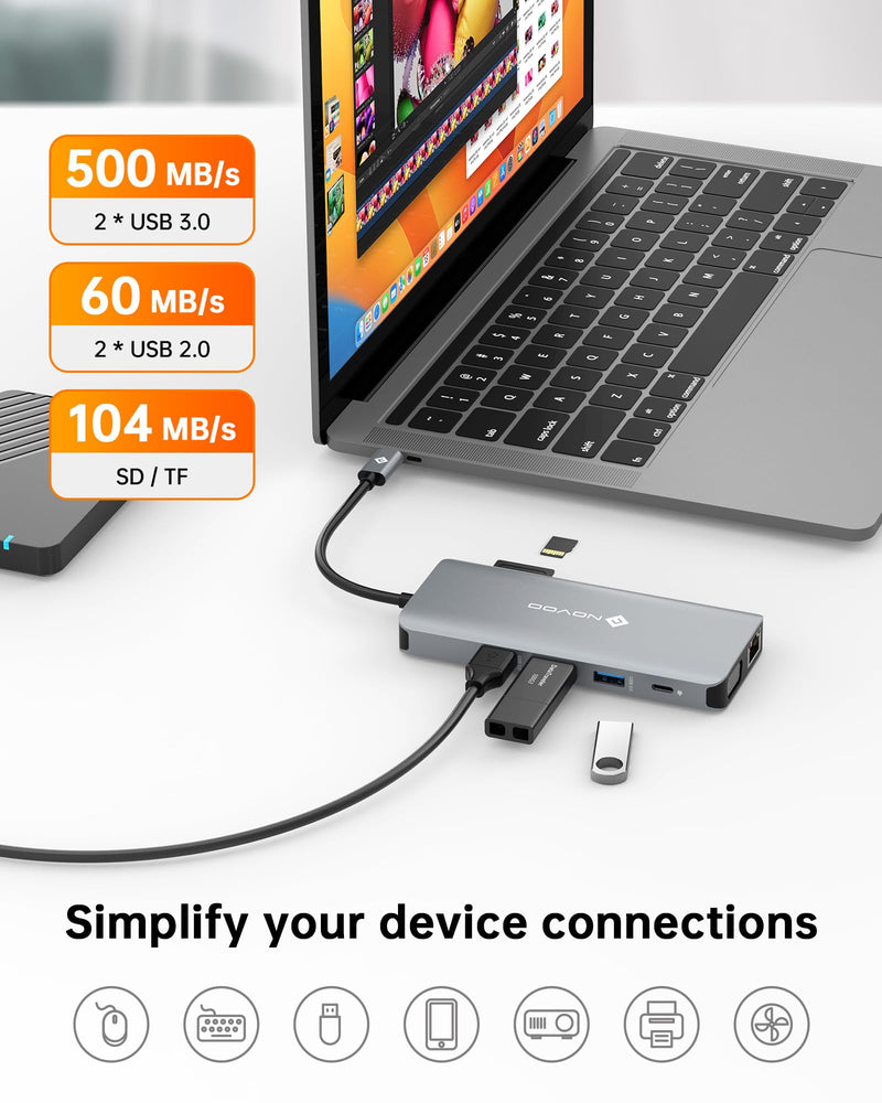 USB C Docking Station Dual HDMI Adapter, 11 in 1 Multi Display Docking Station Dual Monitor with 2 HDMI, VGA, 100W PD, 4 USB, USB C Hub Multiport Dongle Compatible with MacBook/Dell/HP/Lenovo Laptops