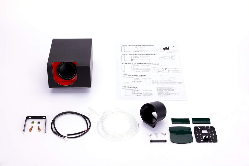 YONEDA Turbo Boost Gauge Kit Vacuum 30 PSI Tinted 7 Color - Includes Mechanical Hose & T-Fitting - Black Dial- for Car&Truck - 55mm