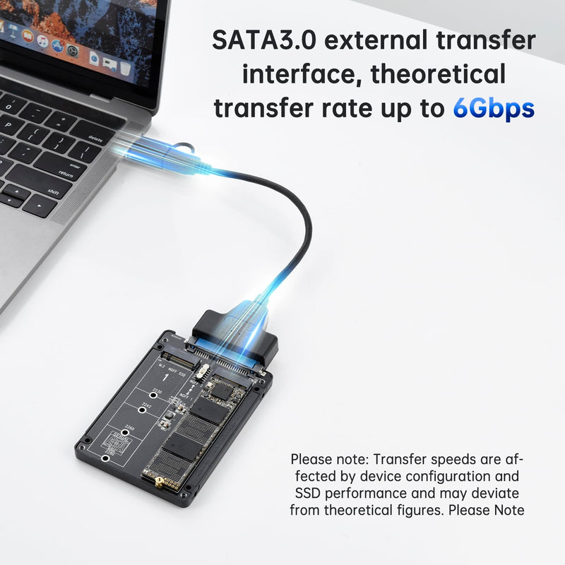 ELUTENG M.2 SATA (NGFF) to SATA 3.0 Adapter Card (Not Support NVME/M.2 PCIE) Dual NGFF B Key/B&M Key M.2 NGFF SDD to 2.5" SATA III Converter Adapter Support 2230 2242 2260 2280 SSDs