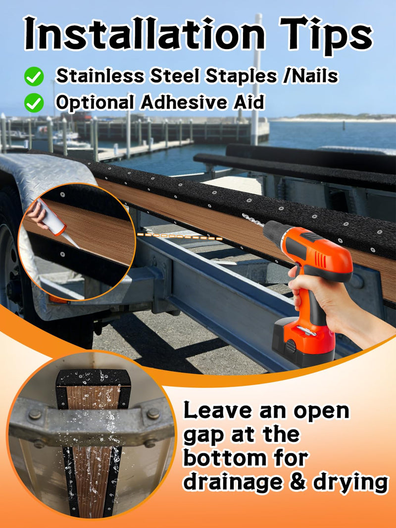 PAMASE Boat Trailer Bunk Carpet - Ultra Thick Wear-Resistant Marine Carpeting Covers for Boat Lift Bunks, Shock Absorption Padding Mats Parts Accessories for Jet Ski 0.31 in x 156 in x 9 in