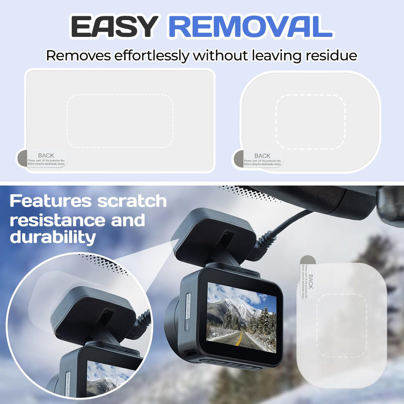 Dash Cam Windshield Stickers, 8 Pcs Clear Electrostatic Mounting Film, Reusable Scratch-Resistant Adhesive Pads for Car Camera (8 Pcs)