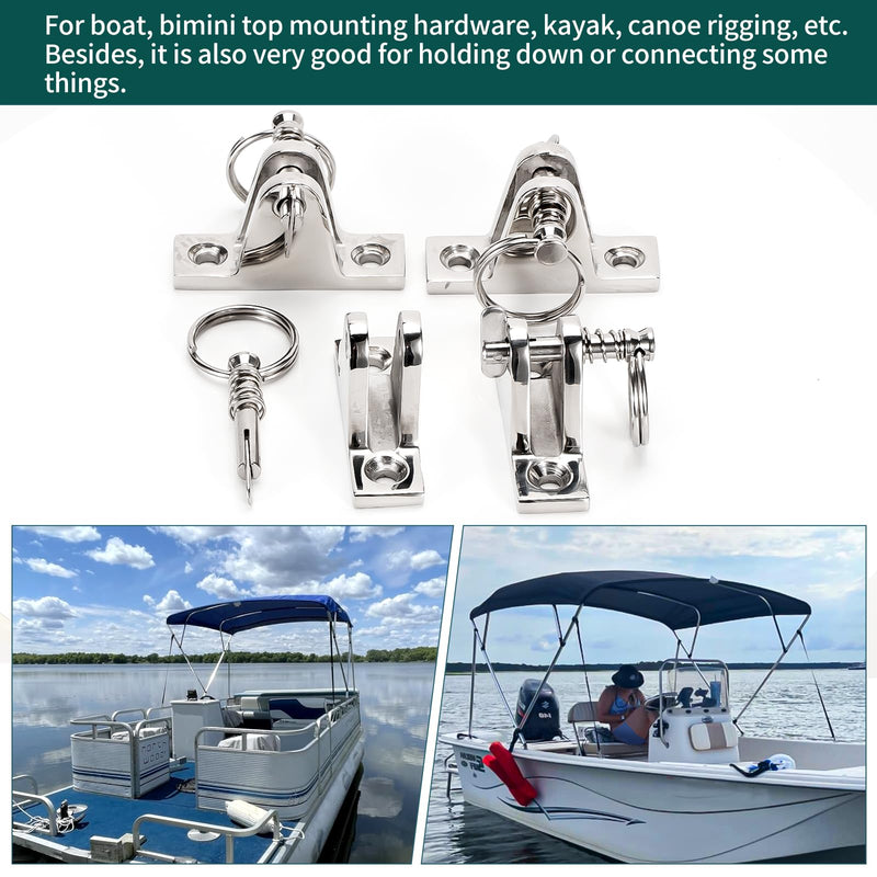 4X Bimini Top Deck Hinge with Pin and Ring (4, 4 Pcs)