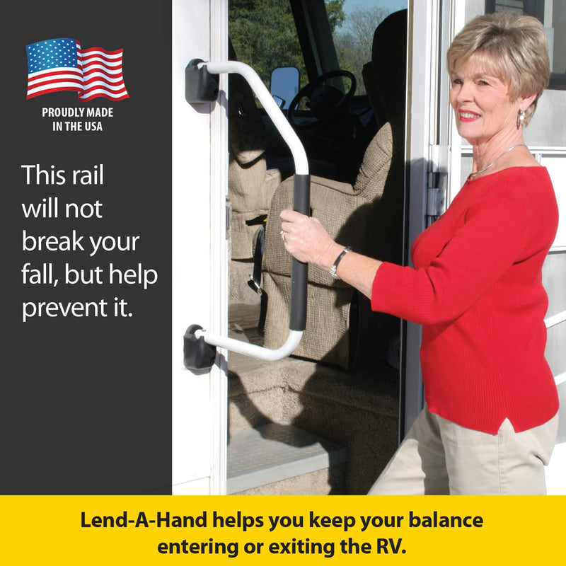 Stromberg Carlson AM-800 Lend A Hand Assist Rail - RVs & Trailers Wall Mount Handrail, RV Door Handle, Ideal for RVs & Trailers, Camper Entry Door Handle, Black Finish, 27" Long x 15.5" Depth