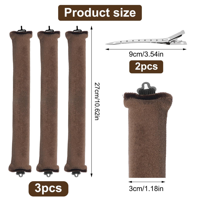 3 PcsHeatless Curlers Long Hairs, Heatless Curls, Overnight Blowout Rods Headband, No Heat Hair Curlers No Heat Overnight Curls, Heatless Curling Rods for DIY Hair Styling with 2 Hairpins