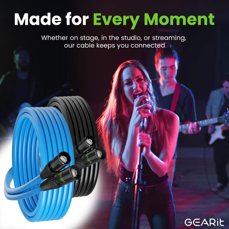 GEARit Shielded CAT6 Ethercon Cable (30 Feet) Professional Audio & Lighting RJ45 EtherCON-Compatible Cable for Studio, Stage, Concerts - 30ft Black 30 Feet
