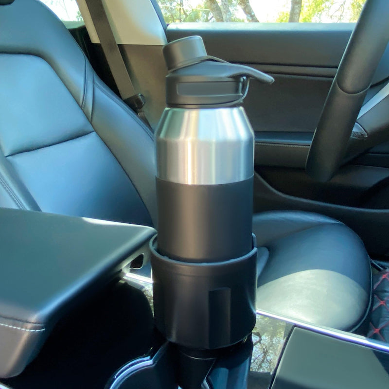 [Patented & Upgraded] Car Cup Holder Expander - Adapter Holds: Hydro-Flask, Yeti, Nalgene, Owala, Large (32 40 oz) Water Bottles - Adjustable Expandable Insert Extender – Universal 18-40oz (Standard Base) Black