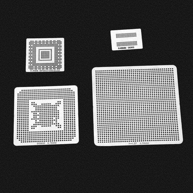 BGA Reballing Stencils, 130pcs BGA Universal Reballing Rework Net Stencils Steel Template Mesh Directly Heat Set Kit