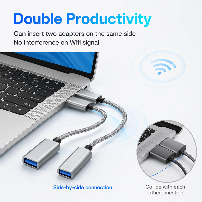USB to Micro USB Adapter, 2 Pack On The Go Adapter Micro USB to USB OTG Cable Nylon Braided Aluminum Shells MicroUSB 2.0 OTG Cable Converter Compatible with Phone Flash Drive Mouse Keyboard Game
