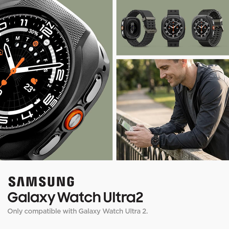 Spigen Liquid Air for Samsung Galaxy Watch Ultra 2 Case (2026) | Lightweight Flexible Slim Scratch Resistant Shock Proof TPU Cover - Matte Black