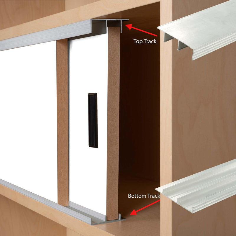 Outwater 36in Aluminum Sliding Door Track for 3/4in Wood Panels, Mill Finish 36 Inches For 3/4" Wood Panels