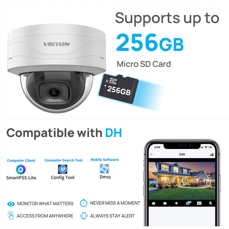 4K Starlight 8MP IP POE Security Dome Camera Outdoor,Tripwire & Intrusion,Human & Vehicle Detection,Low Illumination 98ft Night Vision, Built-in Mic,SD (256GB), H.265, POE, IP67, IK10 Ivory White 8MP 2841E Starlight