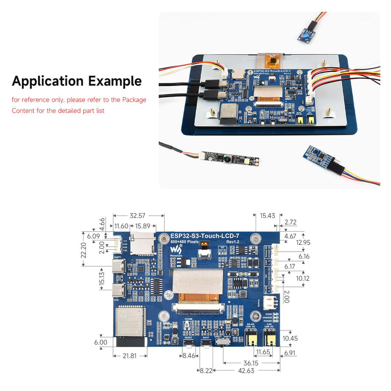 Waveshare ESP32-S3 7inch Display Development Board, 800×480, 32-bit LX7 Dual-core Processor, Up to 240MHz Frequency, Supports WiFi & Bluetooth, with Onboard Antenna, No Touch
