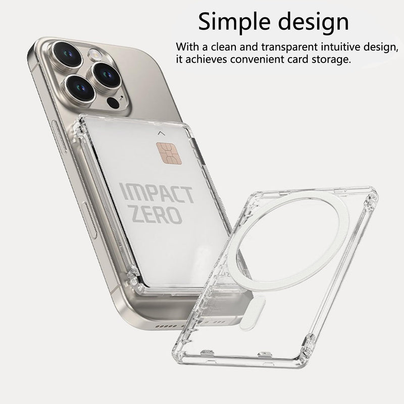 MagSafe Compatible Wallet with Stand,Slim Clear Magnetic Card Holder (2 Cards),Strong Snap-On Phone Wallet for iPhone 17/16/15/14/13/12 & Pixel 10 Pro/XL/Fold (Clear, open side to side)