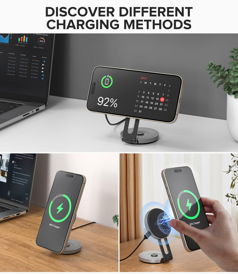 ZIKE MagSafe Car Mount Charger, Qi2 Certified 15W Magnetic Charger | Tesla Model 3/Y, 360° adjustable Car Phone Holder, Wireless Charging Station for iPhone 17/16/15/14