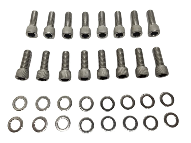 SBF BBF Stainless-Steel Exhaust Header Bolt Kit 1” 3/8-16 Bolts and Washers Compatible with Ford Small & Big Block V8 Engines 260 289 302 351W 351C 352 390 428 429 460 FE 5.0L Mustang