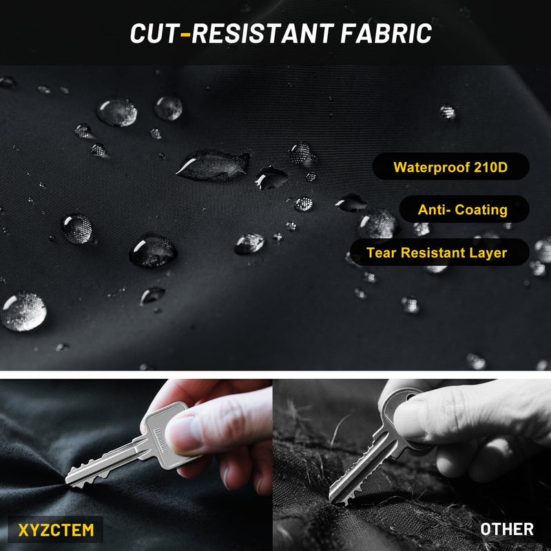 XYZCTEM Motorcycle Cover Waterproof Outdoor All Season Protection Motorcycle Storage Night Reflective Handles with Lock-Holes Storage Bag Fits up to 108" Motorcycle Vehicle Covers, Black 108"