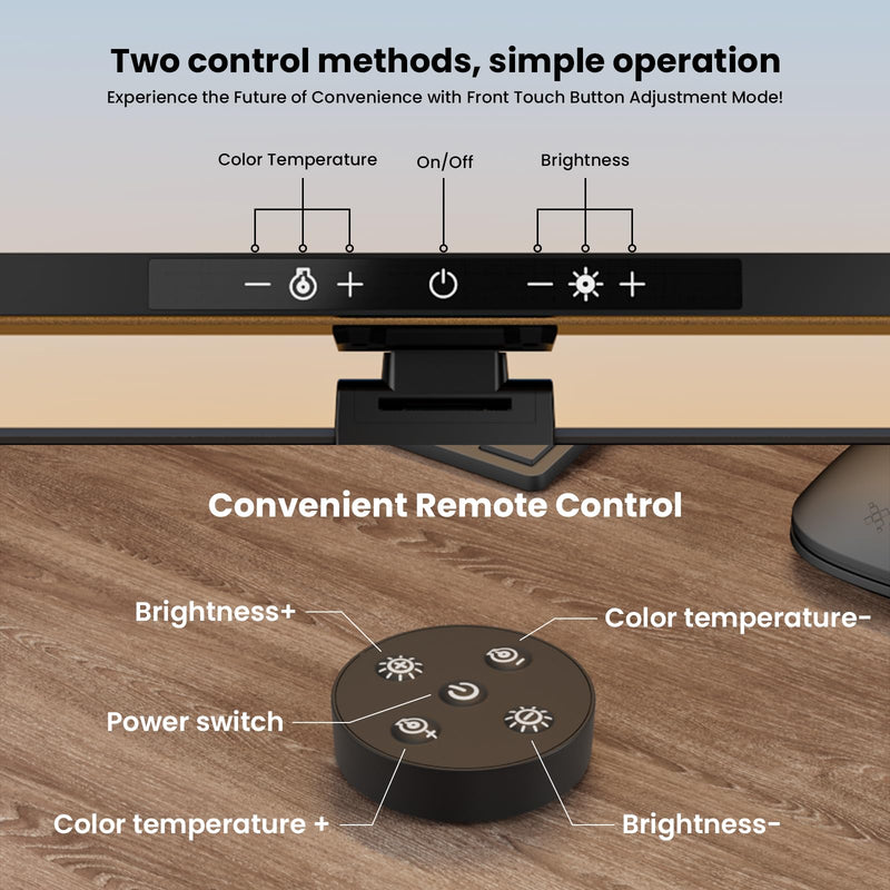 Monitor Light Bar with Remote Control, USB Computer Monitor Lamp, Eye-Care Screen Light Bar, Adjustable Color Temperature, Stepless Dimming, No Screen Glare Desk lamp Home Office Game BM-ES1 PLUS