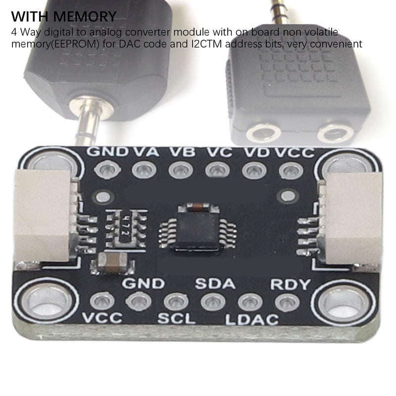 4 Way Digital Analog Converter Quad DAC Board MCP4728 EEPROM Stemma QT Qwiic I2C 4 Channels 12-Bit 2.7V-5.5V PCB Mount,Analog to Digital Converter Amplifier High Precision Converter Development Board