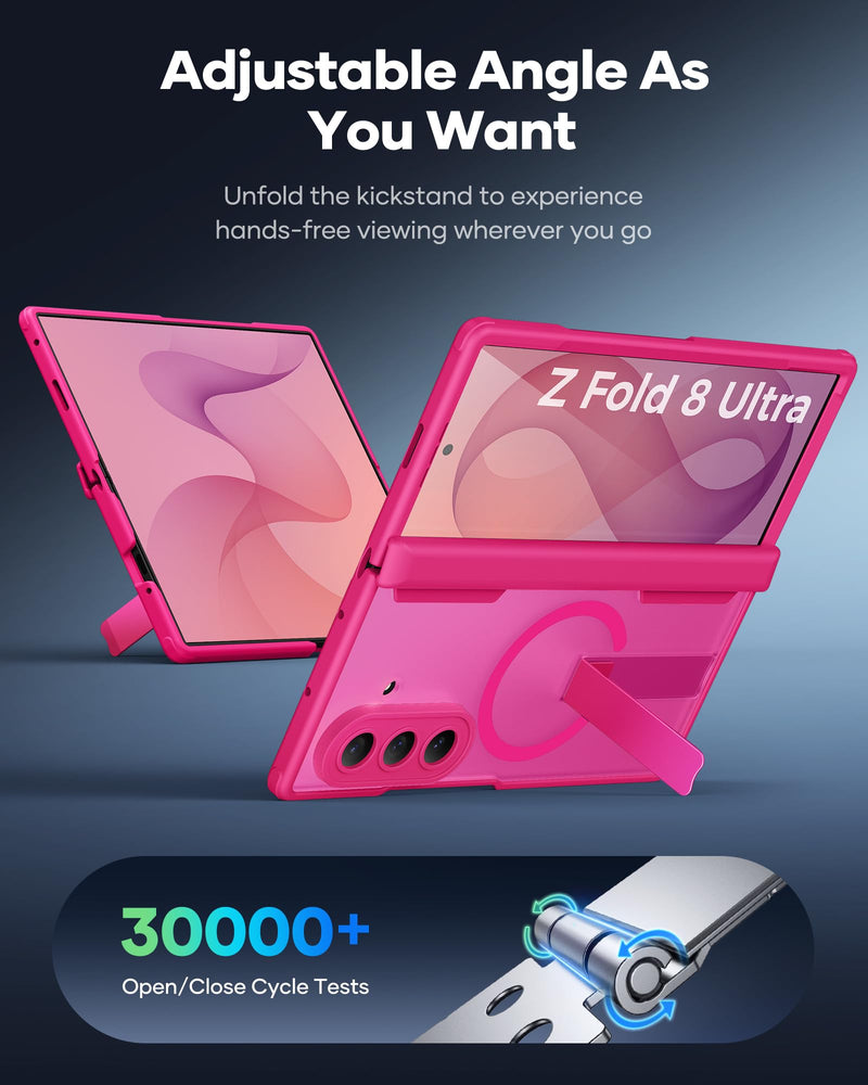 Vihibii for Samsung Galaxy Z Fold 8 Ultra Case with Stand, 2026, Hot Pink | HD Front Screen Protector, Compatible with MagSafe, Rugged Hinge Protection, Full Camera Protective, Shockproof, Women Men