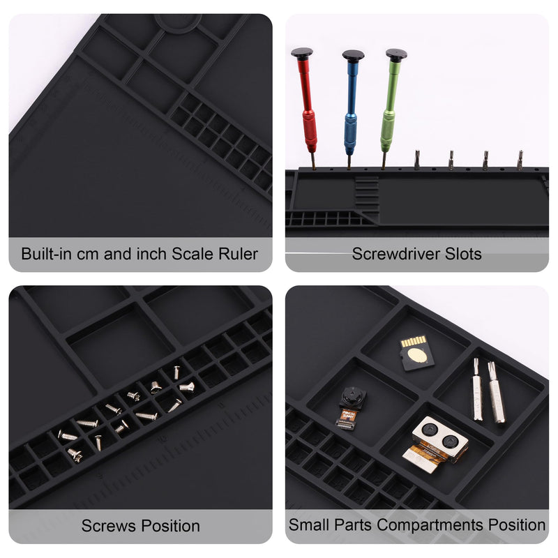 Premium Heat Resistant 932°F 22"x 14.2" Magnetic Silicone Soldering Mat Electronics Work Mat for Computer Cell Phone Laptop Repair,BGA Soldering Gun Iron Workbench Protection HP-150