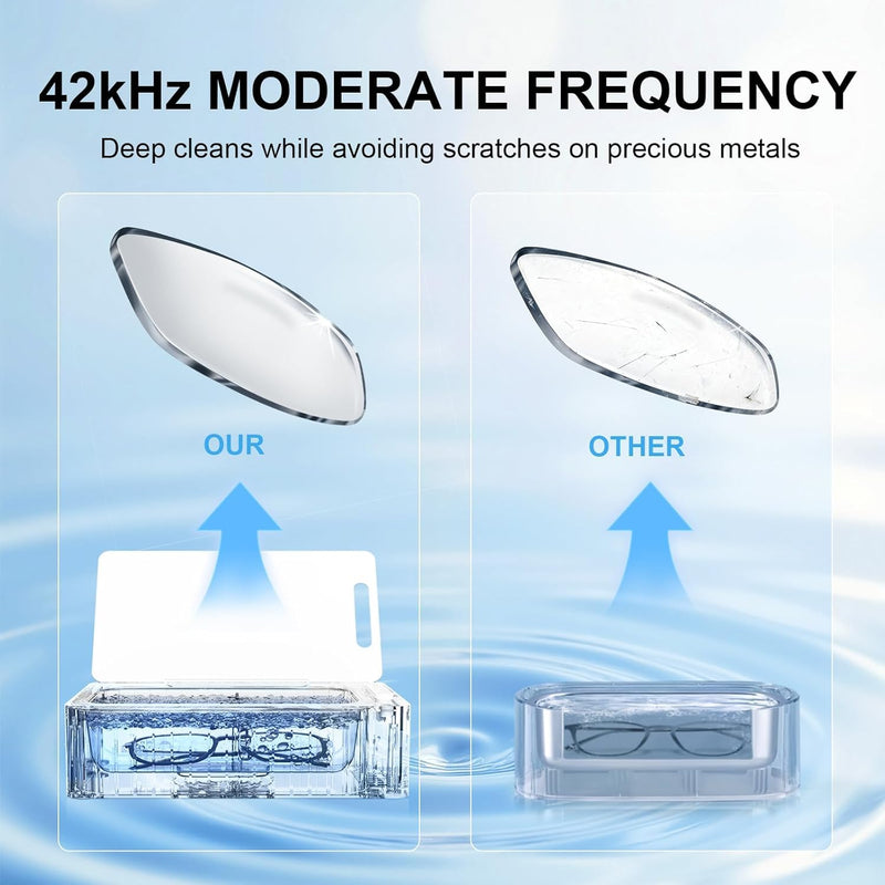 Ultrasonic Jewelry Cleaner Pro for Silver，Eyeglasses, Rings, Retainers, Dentures，Watch Strap, 3 Timer Modes，450ml Capacity (053-P303) 053-P303