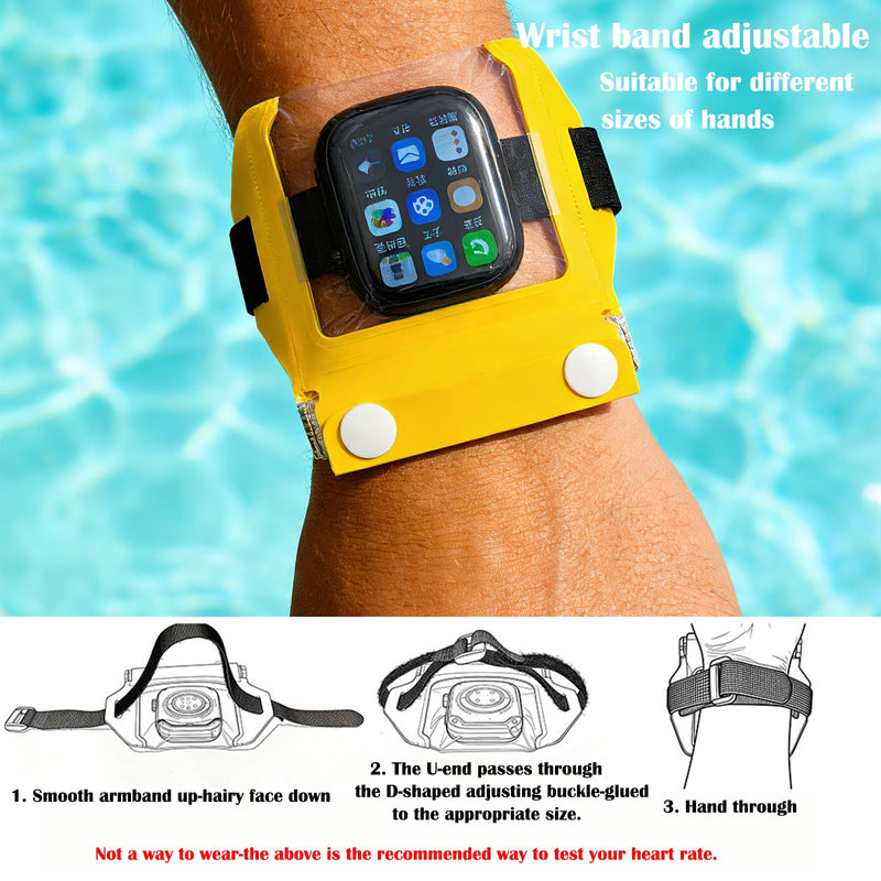 Universal Waterproof Bag for Smart Watch – Weatherproof & Adjustable Floating Touchscreen Smartwatch Case PVC Protector Sleeve for Swimming Drifting Water Festival & Outdoor Work Activities (Black) Black