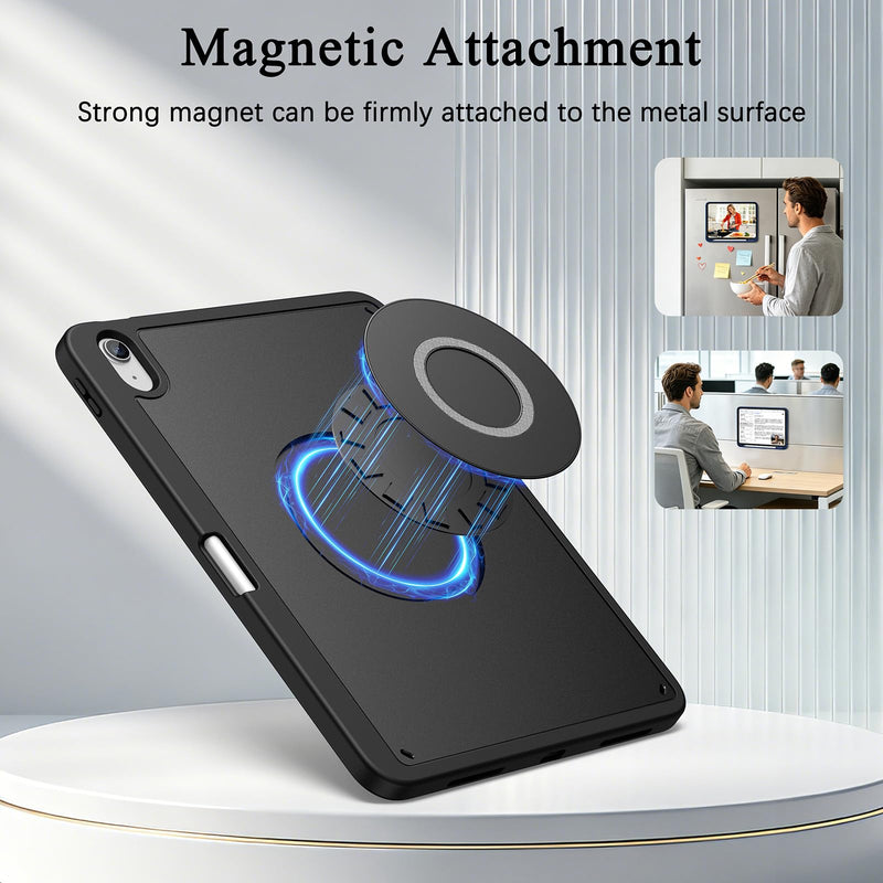 Supveco Magnetic Case for iPad A16 11th/10th Generation 11" 2025/10.9" 2022 | Slim Lightweight Soft TPU Bumper,Magnetic Hard PC Back Cover with Pencil Holder, Drop Protection,Supports Touch ID,Black A- Black