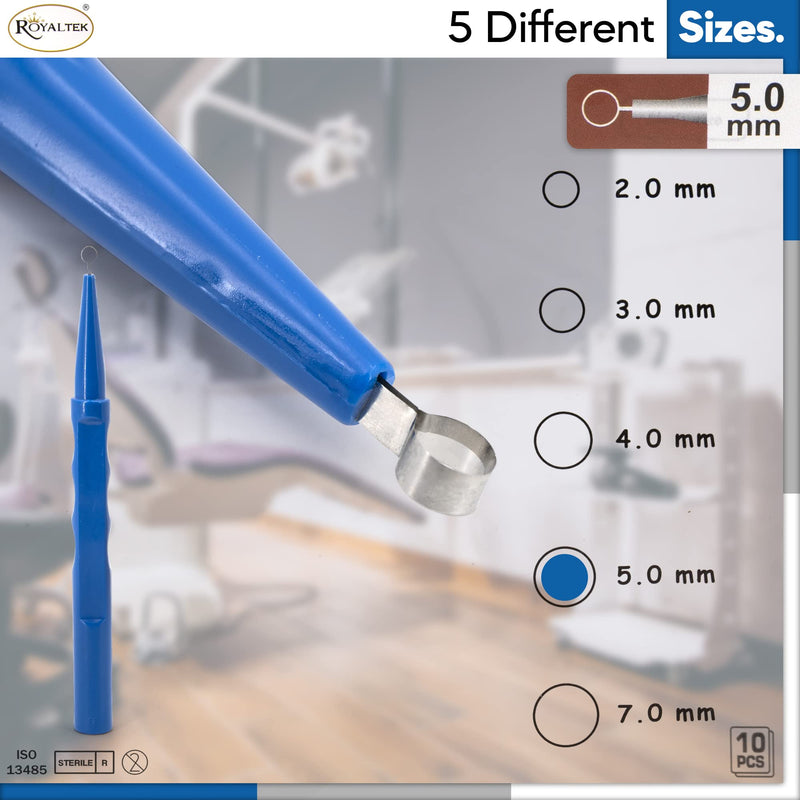 Sterile Disposable Dermal Curettes, Easy Peel Packing - Box of 10 (5.00 mm) 5.00 mm