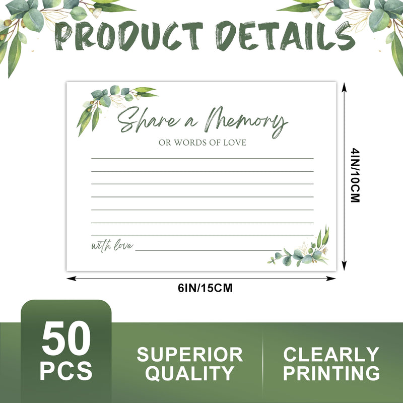 50 PCS Share a Memory Cards for Celebration of Life, Anniversary, Funeral Green 01
