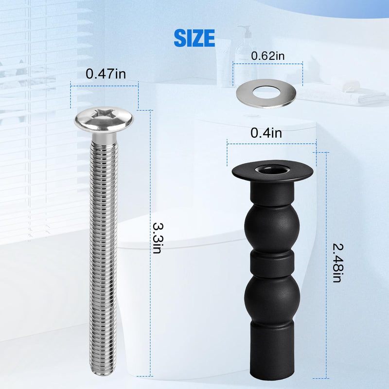 Jamini Top Mount Toilet Seat Screws Replacement Kit, Compatible with Most TOTO Soft-Close Toilet Seats, Expanding Rubber Nuts with 304 Stainless Steel Hardware, 4 Pack