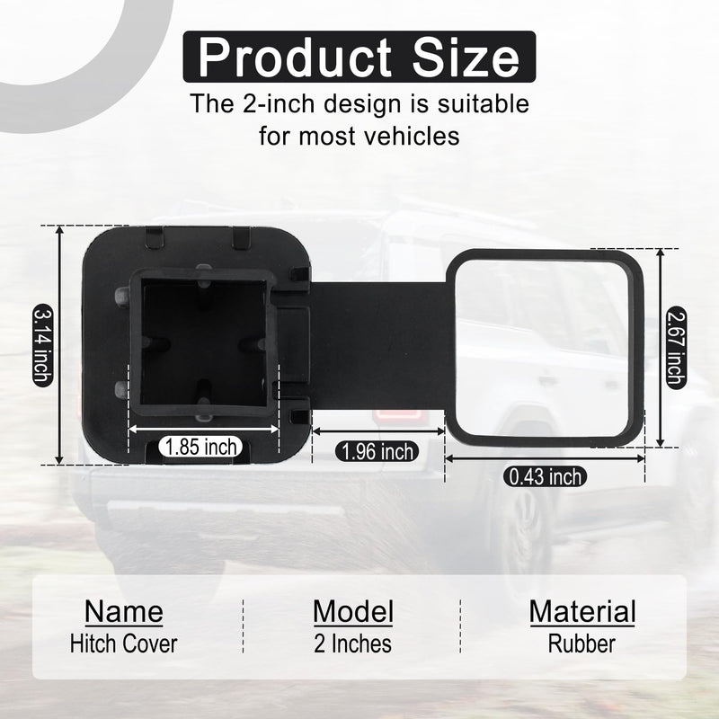 UYYE 2 Inch Rubber Trailer Hitch Cover, American Flag Rubber Tow Tube Cover Plug Cap, Car Exterior Accessories Fits for Most Vehicles Hitch Receivers, Hitch Cover Tube Plug Cap (Black) Black Flag