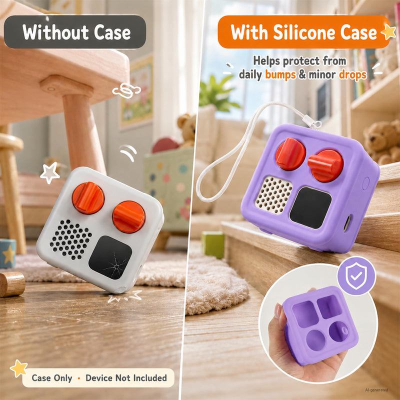 Silicone Case for Yoto Mini 2024, Kids Protective Cover | Soft Silicone Cover, Anti-Slip Grip, Raised Edge, Wrist Lanyard, Kids Travel, Case Only for Yoto Mini 2024 - Blue Purple