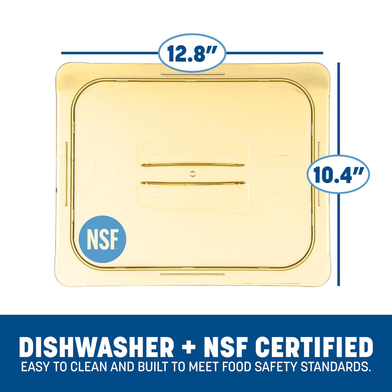 Carlisle FoodService Products Lid with Handle for Half Size High Heat Food Pan, 12.75" x 10.38", 1 Count, Amber Half Size 1 pack