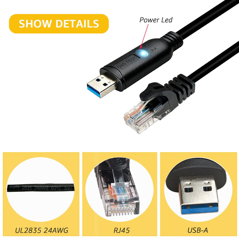 DSD TECH SH-N20A USB 3.0 to RJ45 Ethernet Cable, 1000Mbps, 6ft, Mac PC