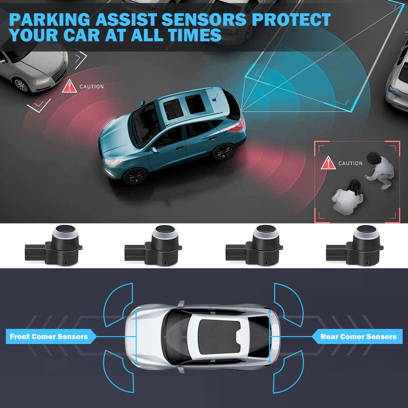 4 PCS PDC Parking Assist Sensor - Compatible with Dodge Journey, Durango, Ram 1500 2500 3500, Jeep Commander, Liberty, Grand Cherokee - Replace 1EW63TZZAA - Reverse Backup Parking Sensor