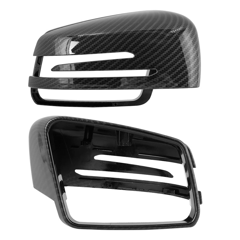 X AUTOHAUX Pair New Exterior Rear View Mirror Housing Door Wing Mirror Covering Cap Carbon Fiber Pattern for Mercedes Benz a B C E GLA Class W204 W212